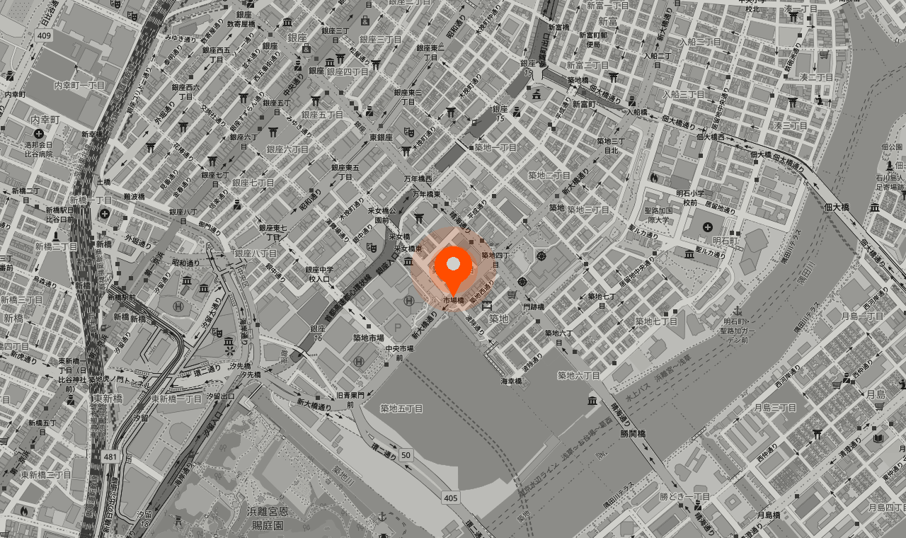 地図: 築地4-12-2 ライオンズマンション東銀座 B1